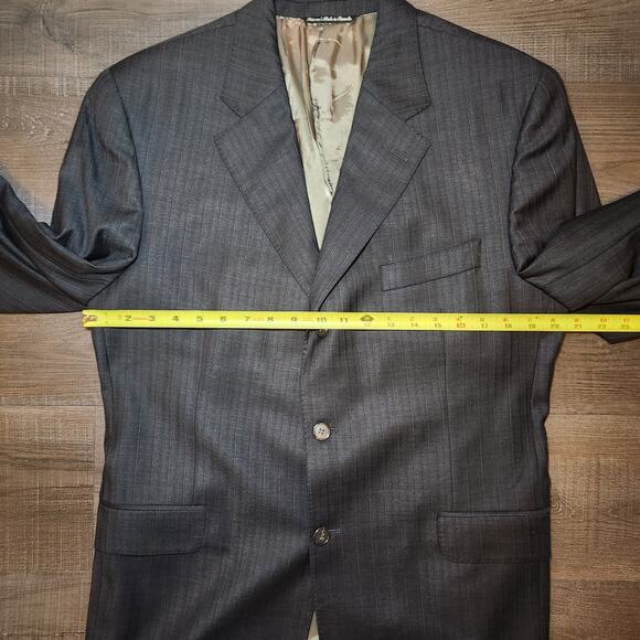 JACK VICTOR Mens Sport Coat Blazer 43R Gray Herringbone Wool Two-Button Notch - Picture 11 of 16